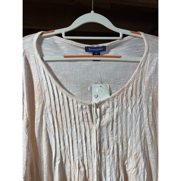 Bandolino Peach Blouse 1X light weight NWT Tunic 3/4 sleeves - Picture 2 of 16